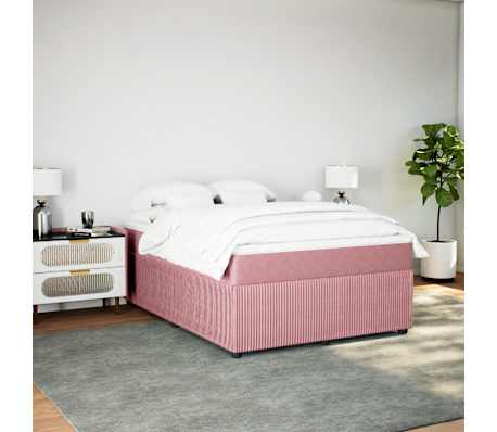 vidaXL kontinentaalvoodi madratsiga, roosa, 140x190 cm, samet