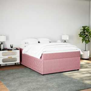 Box spring postel s matrací růžová 140x190 cm samet - obrázek 3