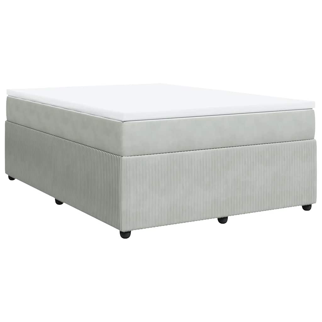 vidaXL Boxspring met matras fluweel lichtgrijs 140x200 cm grijs, foto 3