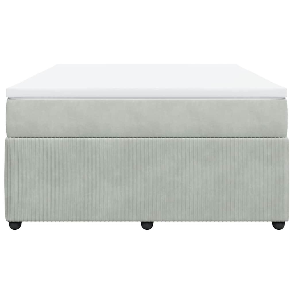 vidaXL Boxspring met matras fluweel lichtgrijs 140x200 cm grijs, foto 4