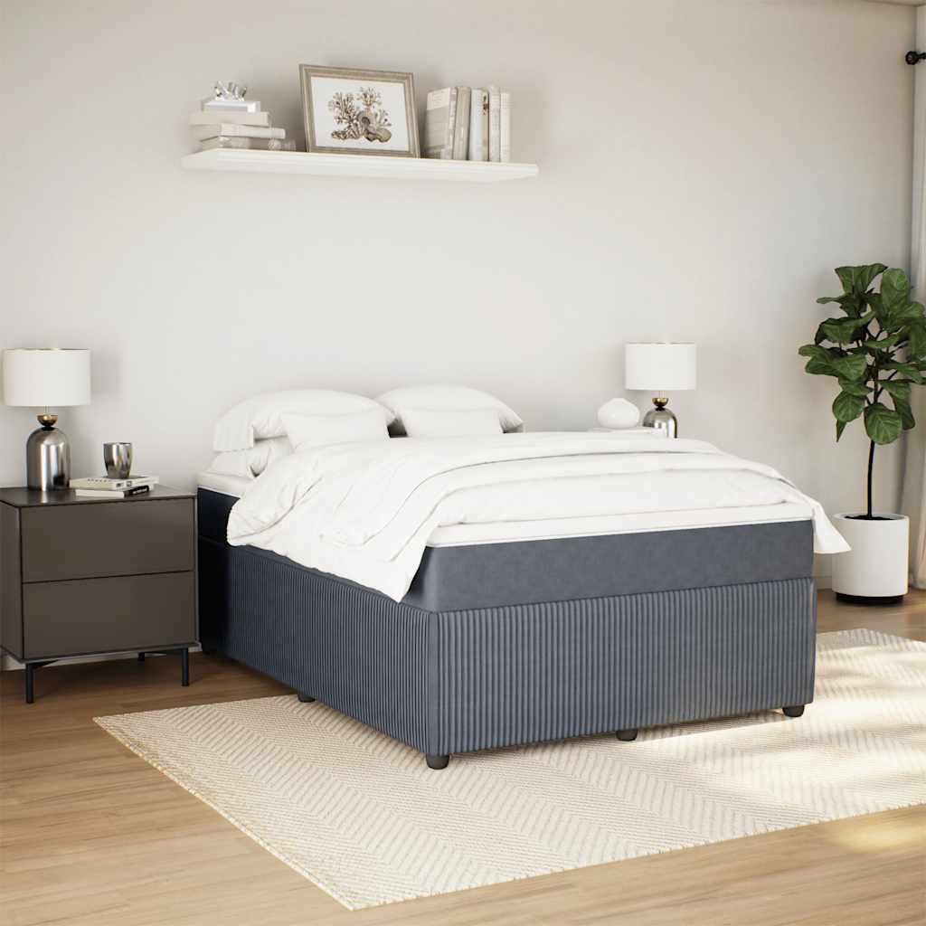 vidaXL Boxspring met matras fluweel donkergrijs 140x200 cm afbeelding