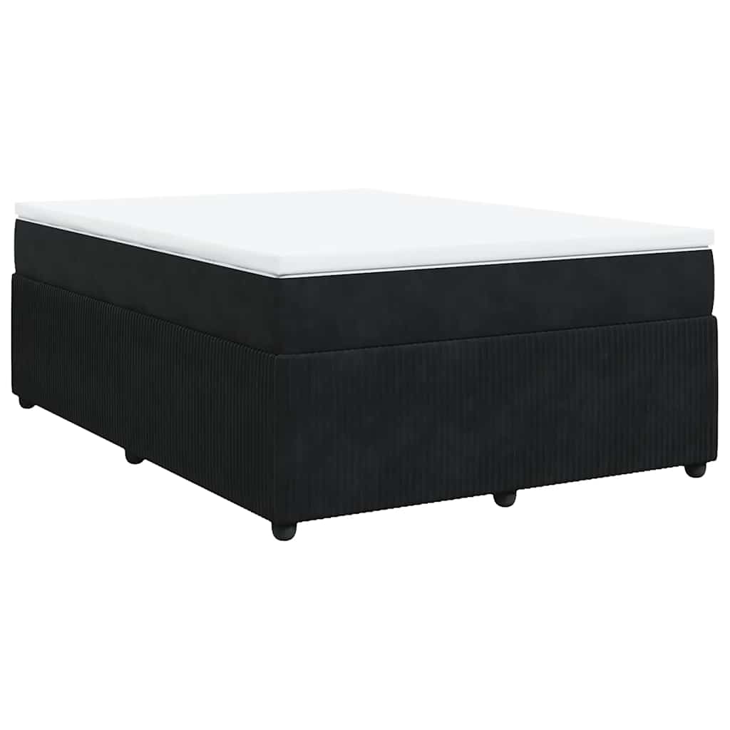 vidaXL Boxspring met matras fluweel zwart 140x200 cm, foto 3