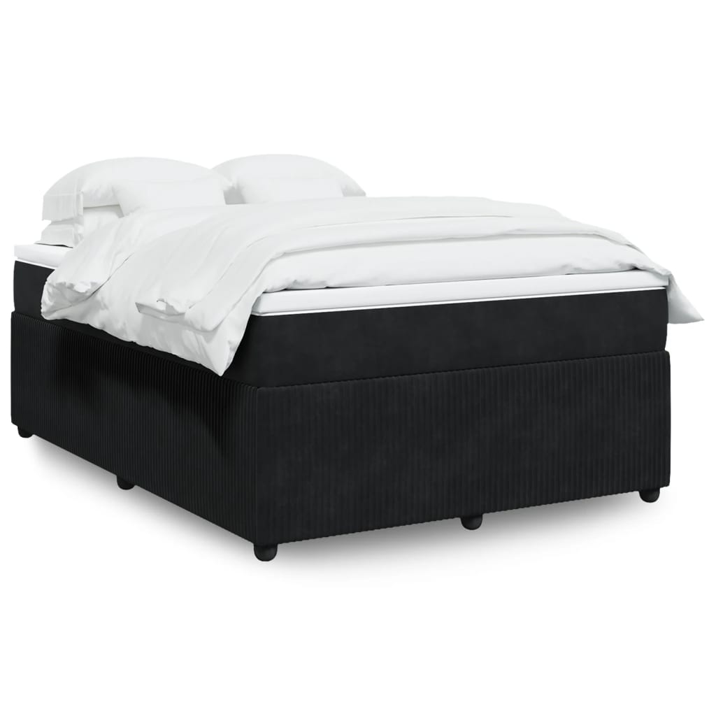 Boxspringbett mit Matratze Schwarz 140×200 cm Samt