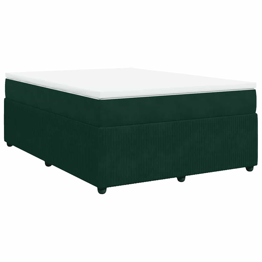 vidaXL Box spring postel s matrací tmavě zelená 140x200 cm samet