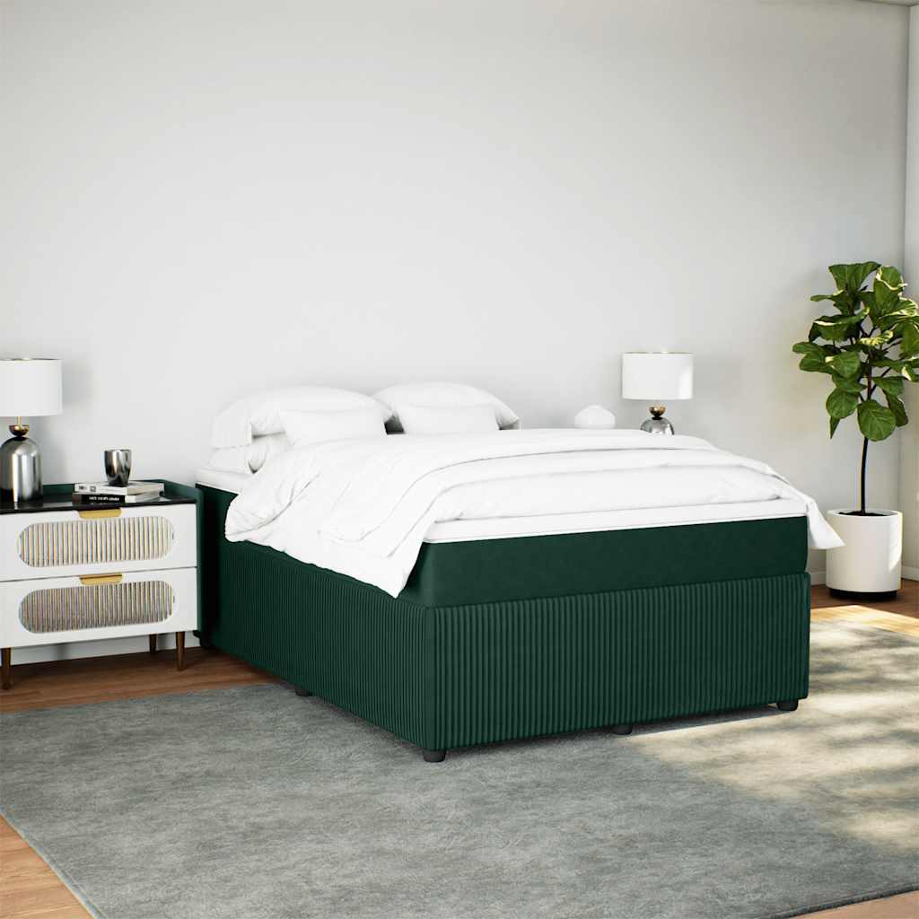 vidaXL Boxspring met matras fluweel donkergroen 140x200 cm groen, foto 2