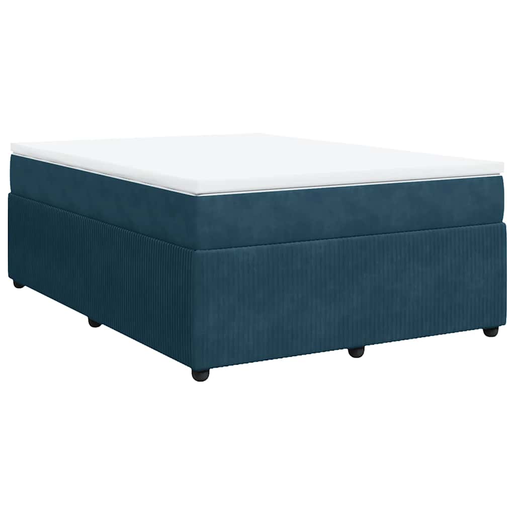 Levně vidaXL Box spring postel s matrací tmavě modrá 140x200 cm samet