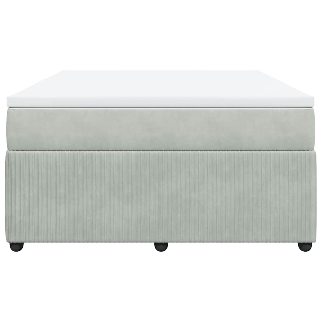 vidaXL Boxspring met matras fluweel lichtgrijs 160x200 cm grijs, foto 4