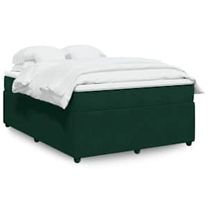 Box spring postel s matrací tmavě zelená 160x200 cm samet - obrázek 1