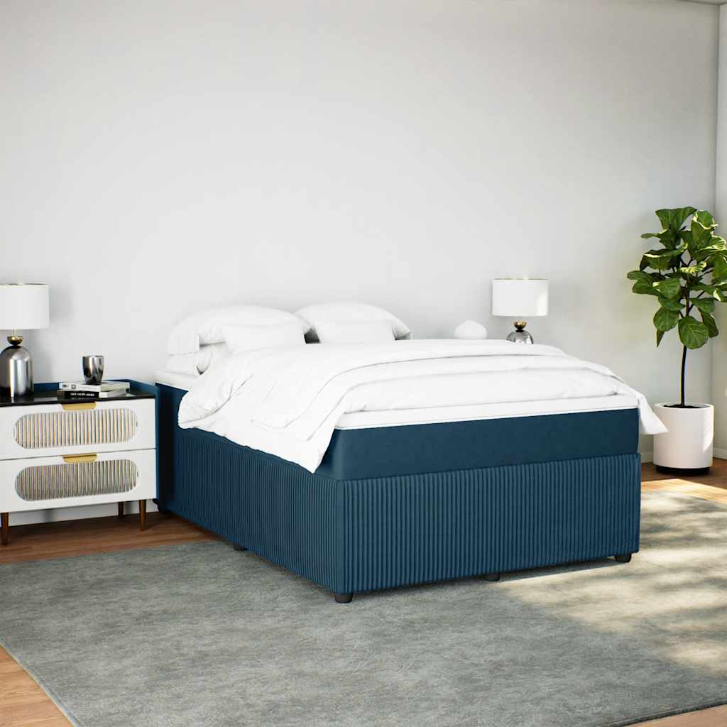 vidaXL Boxspring met matras fluweel donkerblauw 160x200 cm blauw, foto 2