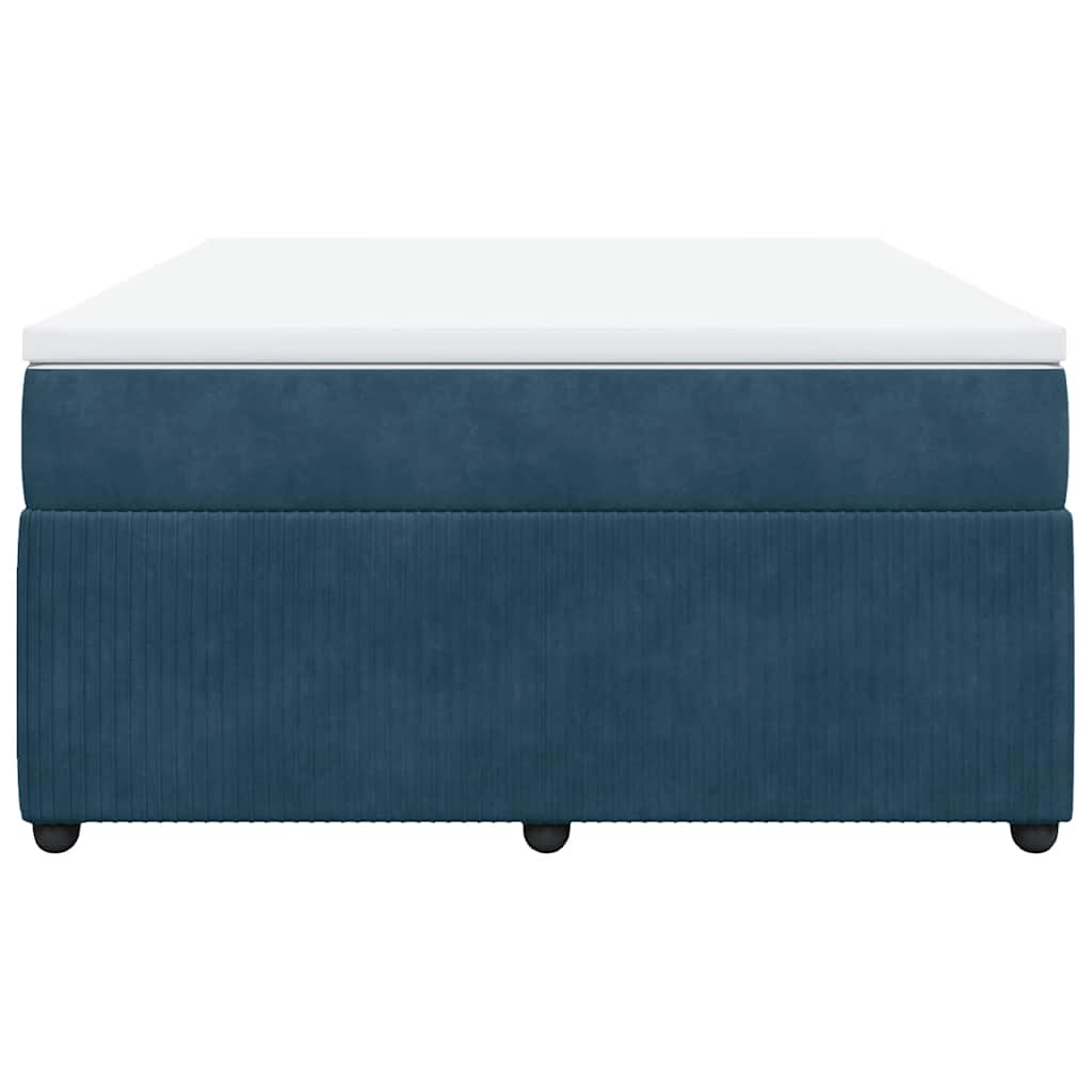vidaXL Boxspring met matras fluweel donkerblauw 160x200 cm blauw, foto 4