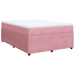 Box spring postel s matrací růžová 160x200 cm samet - obrázek 2