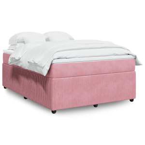 Box spring postel s matrací růžová 160x200 cm samet - obrázek 1