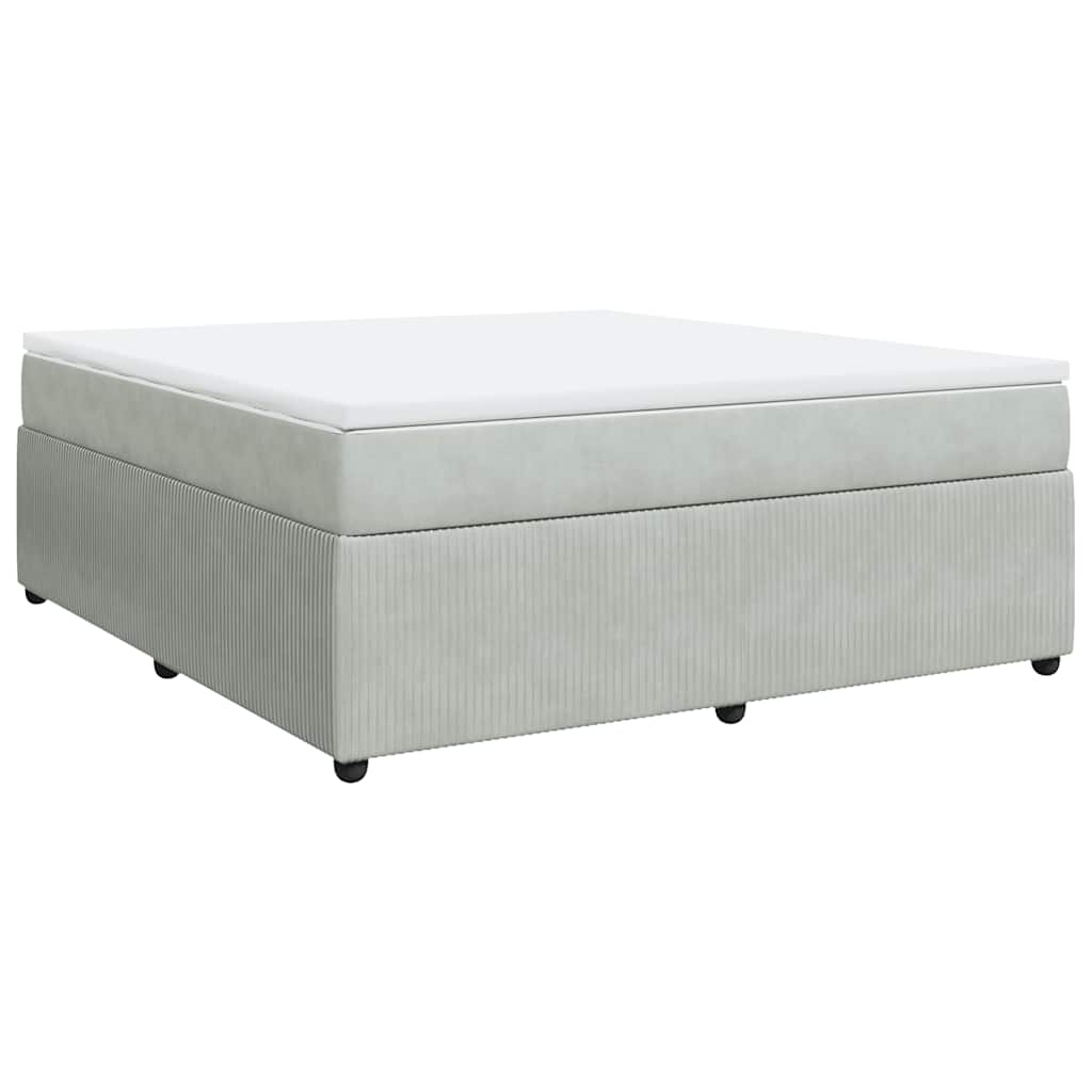 vidaXL Boxspring met matras fluweel lichtgrijs 180x200 cm grijs, foto 3