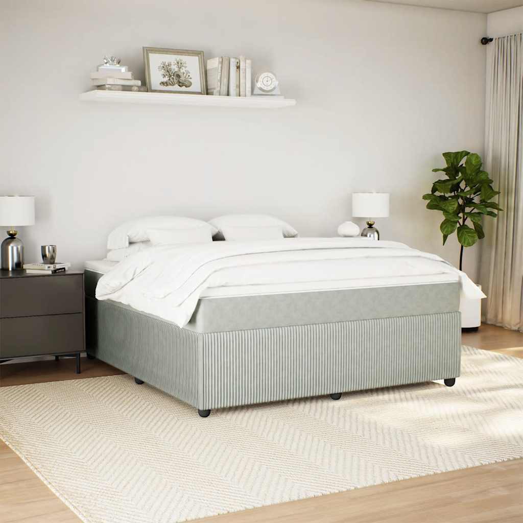 vidaXL Boxspring met matras fluweel lichtgrijs 180x200 cm grijs, foto 2