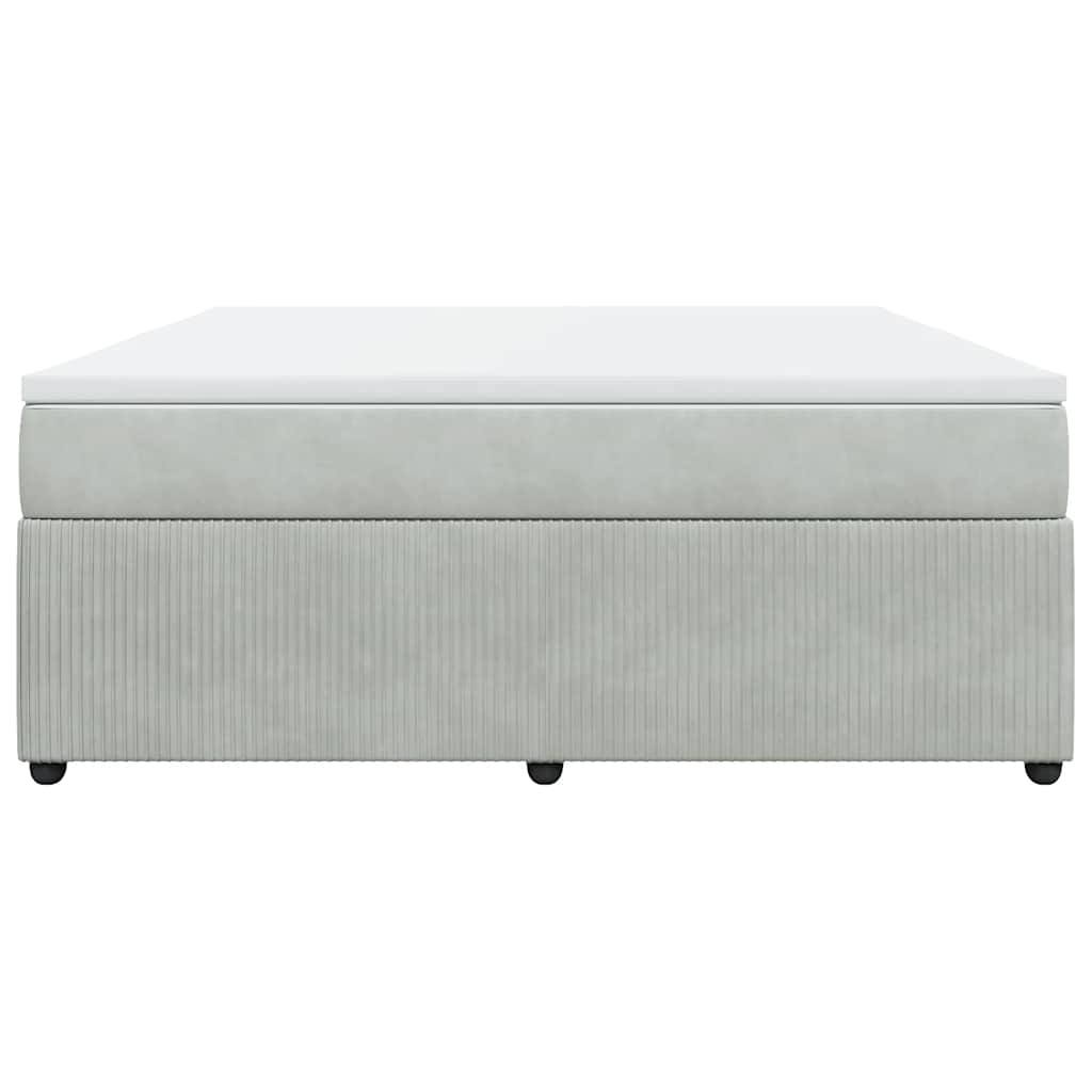 vidaXL Boxspring met matras fluweel lichtgrijs 180x200 cm grijs, foto 4