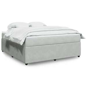 Box spring postelja z vzmetnico svetlo siva 180x200 cm žamet