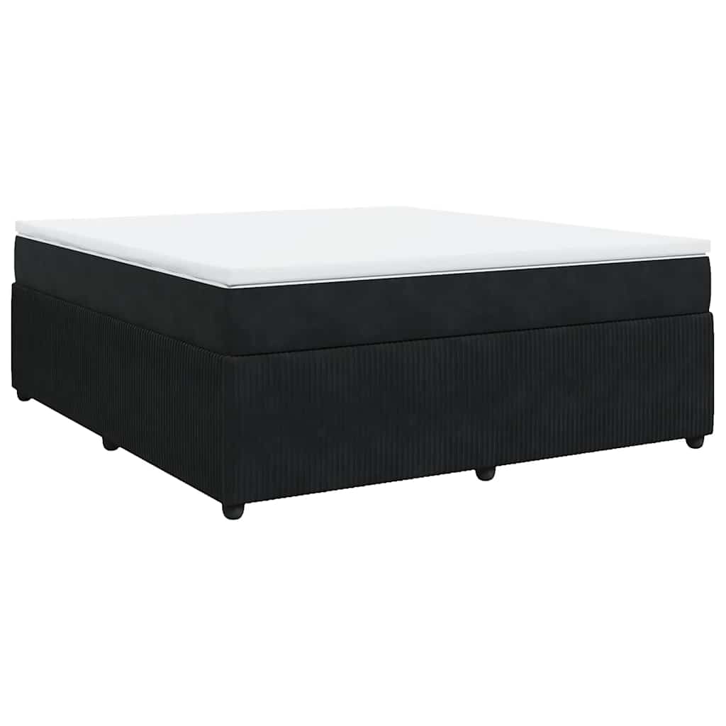 vidaXL Pat box spring cu saltea, negru, 180x200 cm, catifea