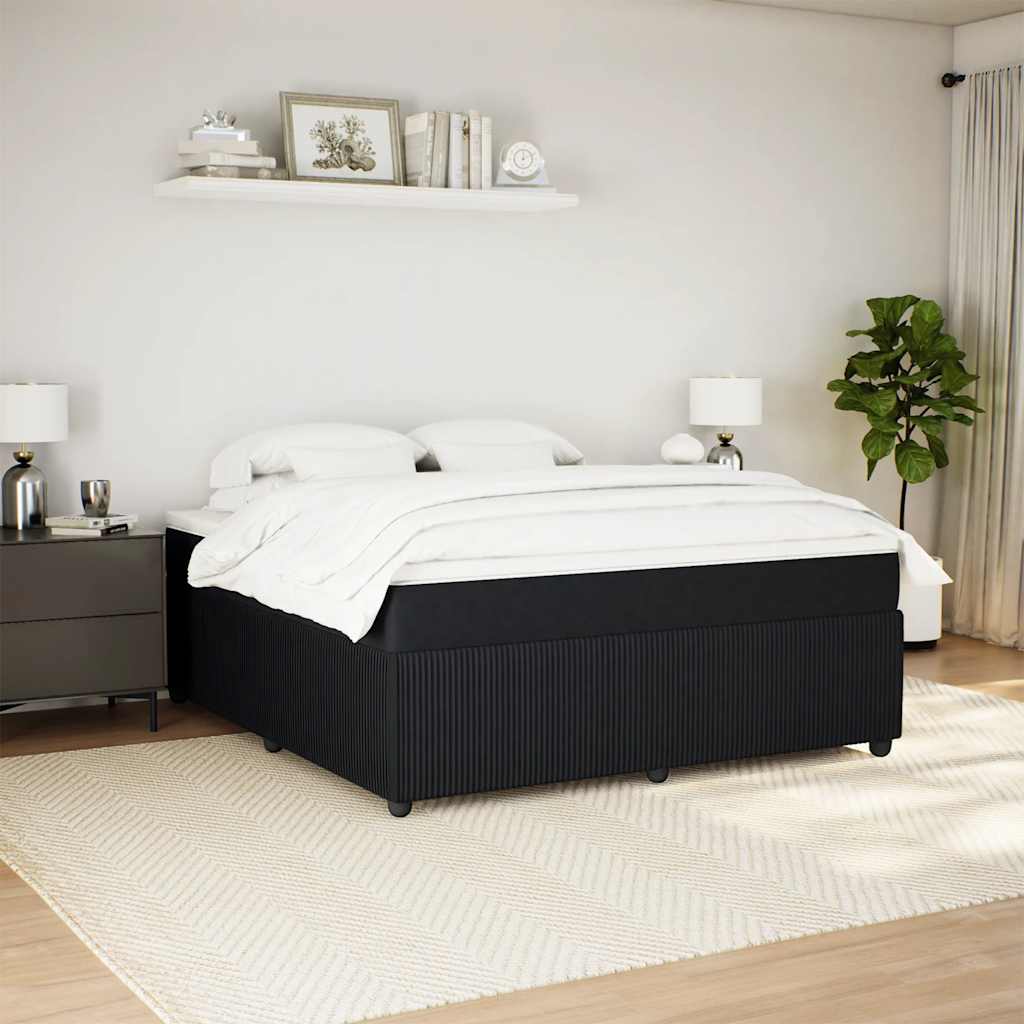 vidaXL Boxspring met matras fluweel zwart 180x200 cm afbeelding