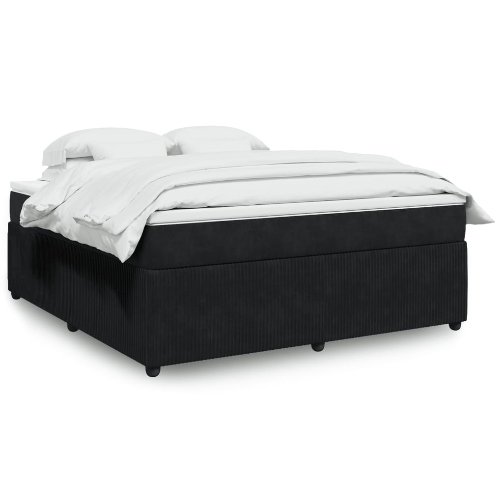 vidaXL Pat box spring cu saltea, negru, 180x200 cm, catifea