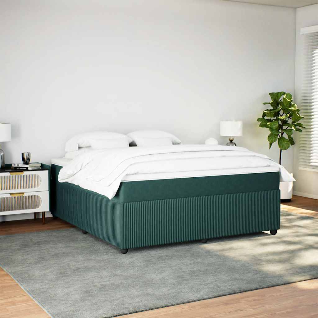 vidaXL Boxspring met matras fluweel donkergroen 180x200 cm afbeelding