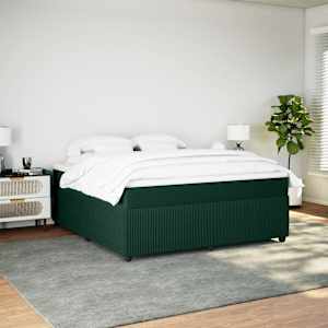 Box spring postel s matrací tmavě zelená 180x200 cm samet - obrázek 3