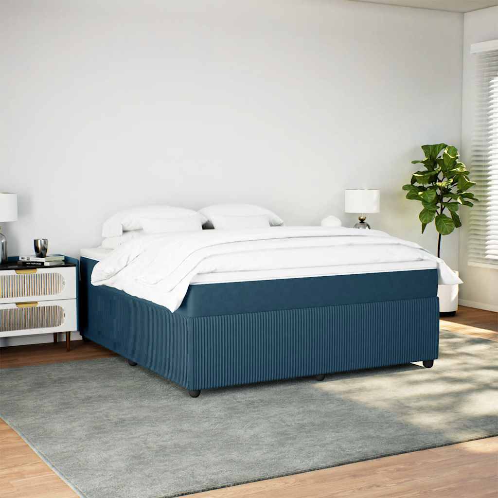 vidaXL Boxspring met matras fluweel donkerblauw 180x200 cm blauw, foto 2
