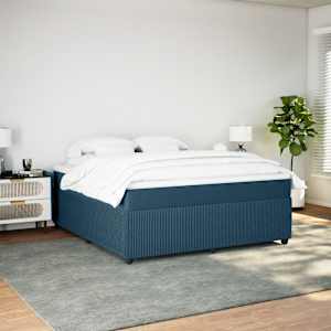 Box spring postel s matrací tmavě modrá 180x200 cm samet - obrázek 3