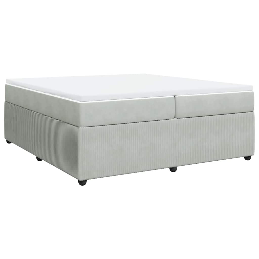 vidaXL Boxspring met matras fluweel lichtgrijs 200x200 cm grijs, foto 3