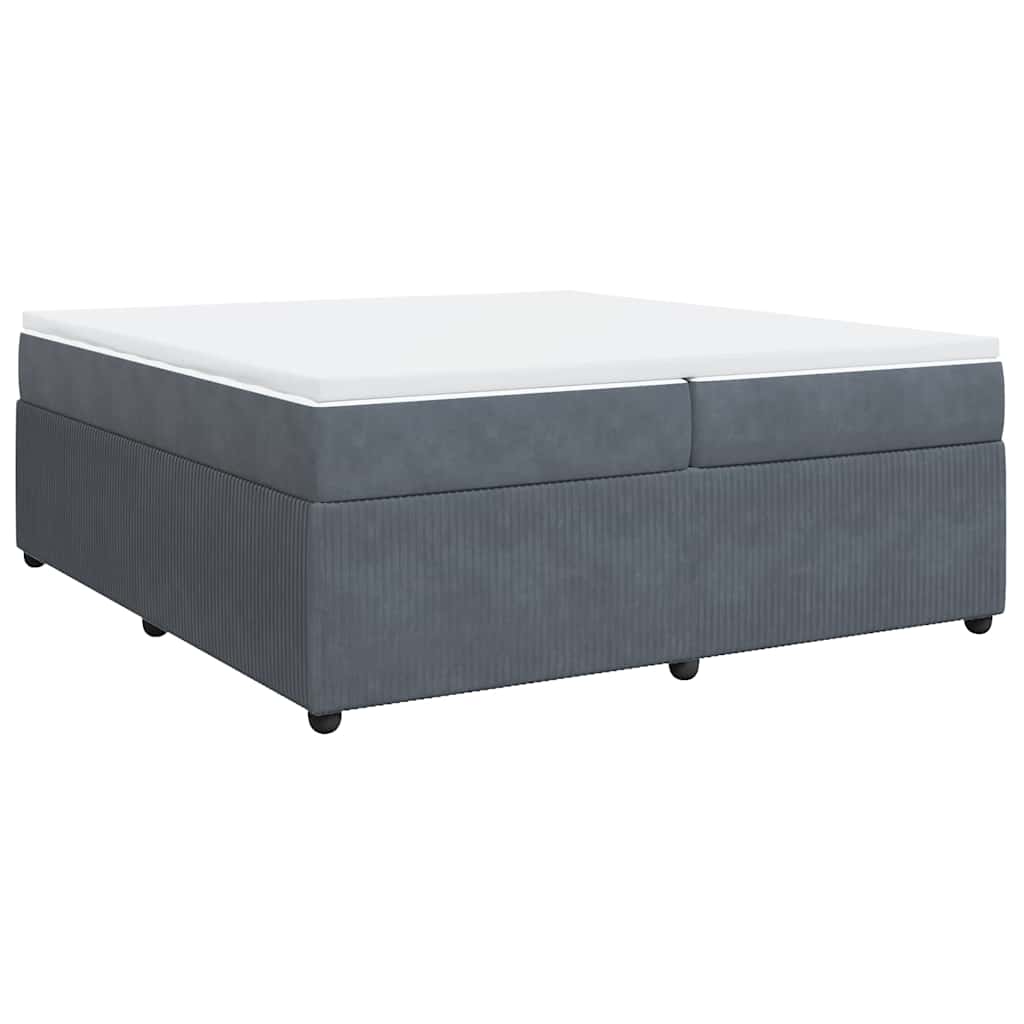 vidaXL Box spring postel s matrací tmavě šedá 200x200 cm samet
