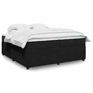 Box spring postel s matrací černá 200x200 cm samet - obrázek 1