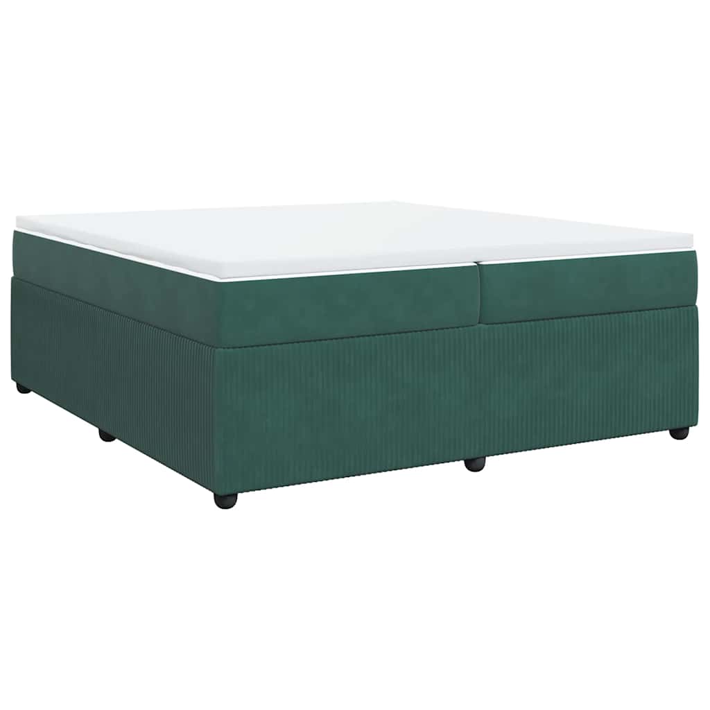 vidaXL Box spring postel s matrací tmavě zelená 200x200 cm samet