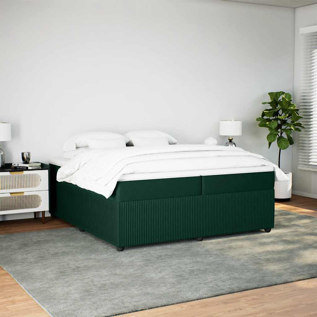 vidaXL Boxspring met matras fluweel donkergroen 200x200 cm groen, foto 2