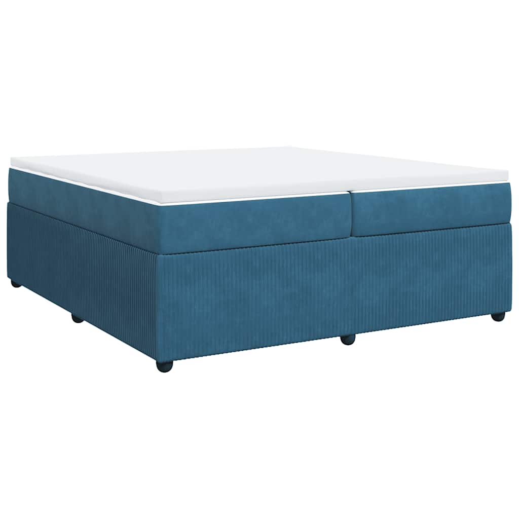 vidaXL Box spring postel s matrací tmavě modrá 200x200 cm samet