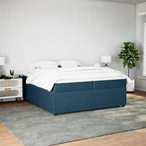 Box spring postel s matrací tmavě modrá 200x200 cm samet - obrázek 3