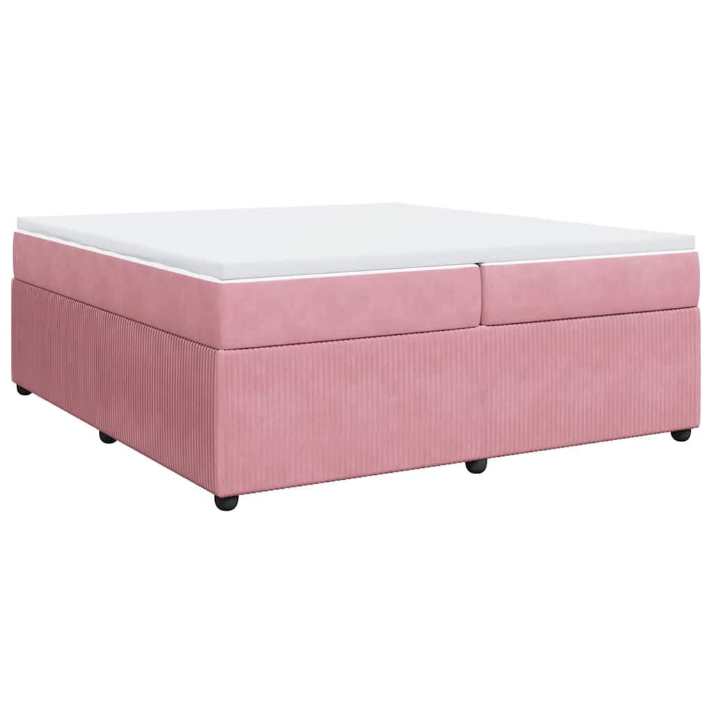 vidaXL Box spring postel s matrací růžová 200x200 cm samet