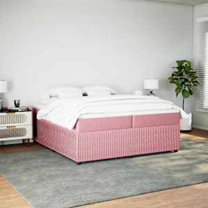 Box spring postel s matrací růžová 200x200 cm samet - obrázek 3