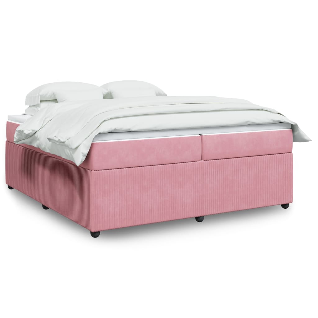 Boxspringbett mit Matratze Rosa 200×200 cm Samt