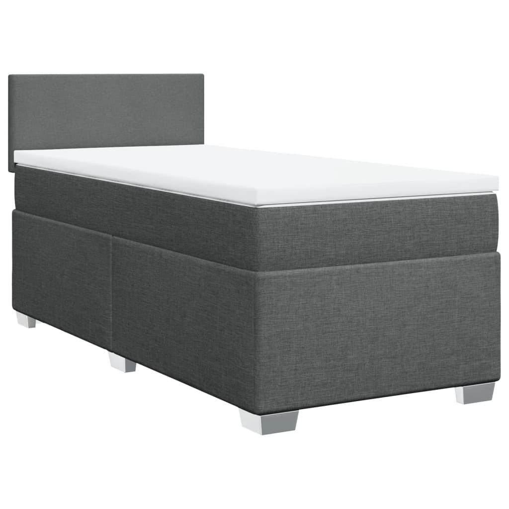 vidaXL Pat box spring cu saltea, gri închis, 80x200 cm, textil