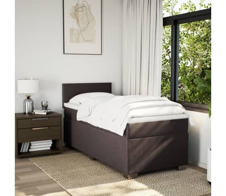 vidaXL Cama com molas/colchão 80x200 cm tecido castanho-escuro
