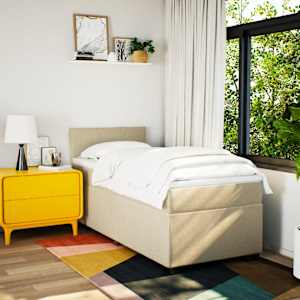 Box spring postel s matrací krémová 80 x 200 cm textil - obrázek 3