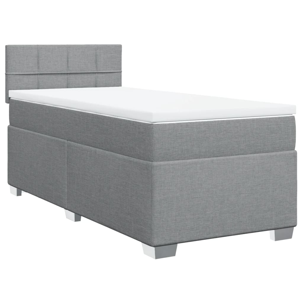 vidaXL Boxspring met matras stof lichtgrijs 80x200 cm grijs, foto 3