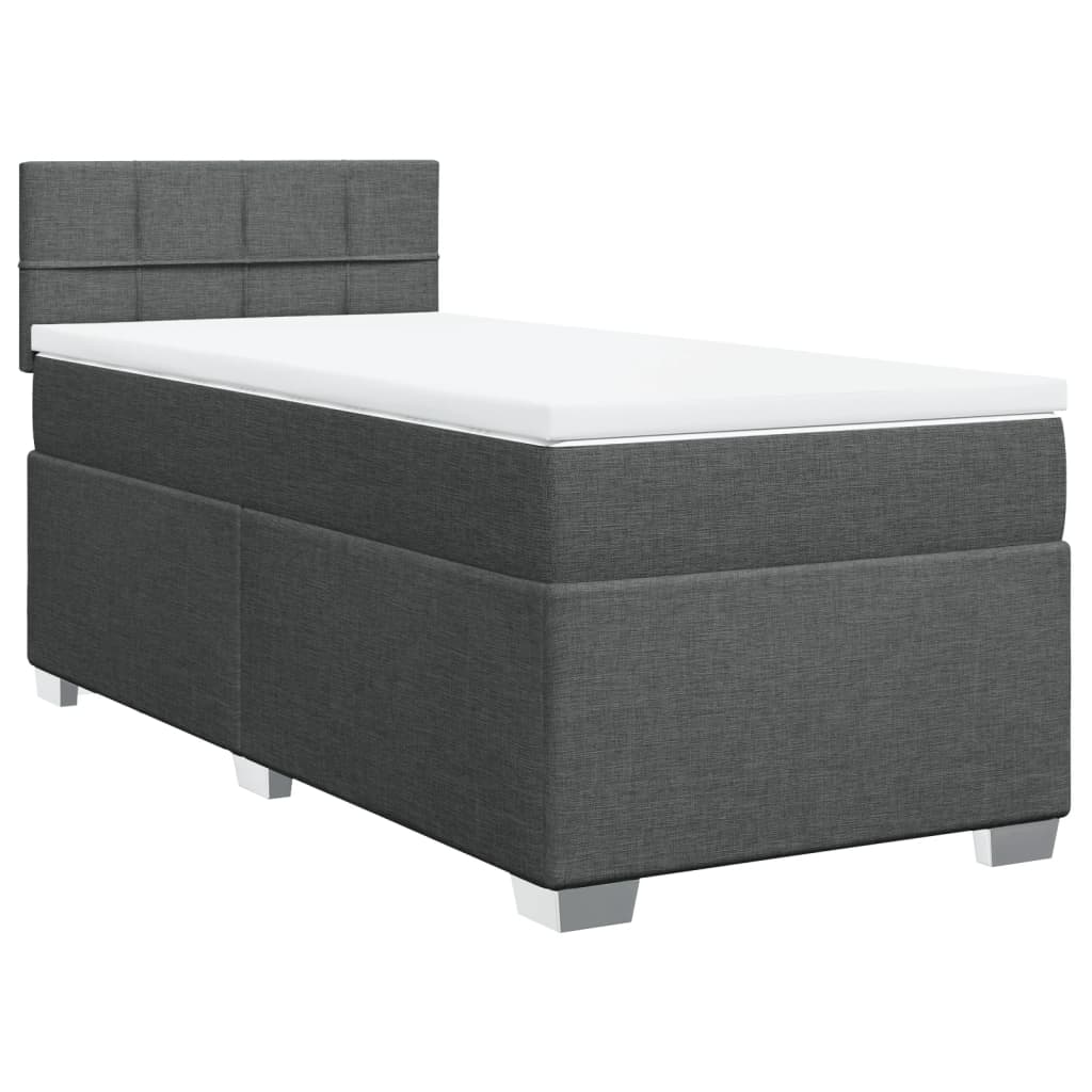vidaXL Pat box spring cu saltea, gri închis, 80x200 cm, textil