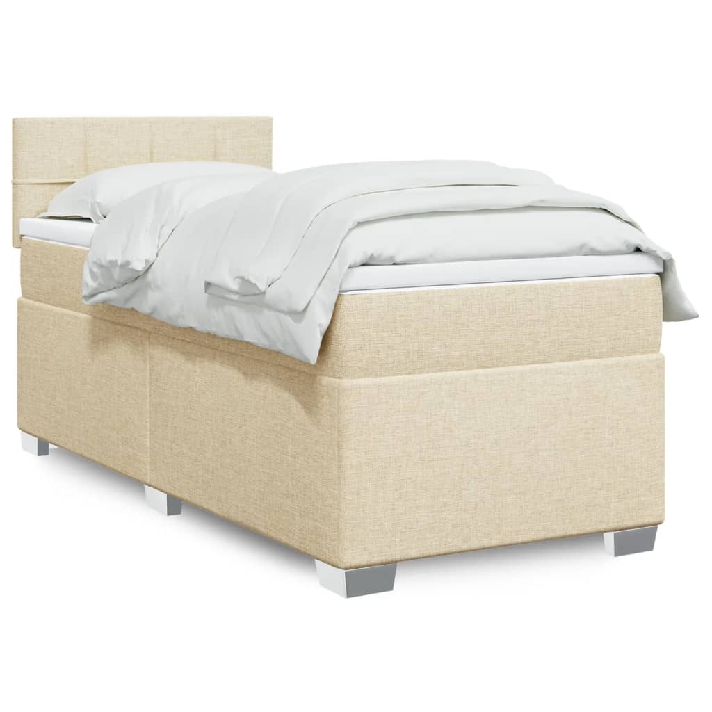 vidaXL Boxspringbett mit Matratze Creme 80x200 cm Stoff