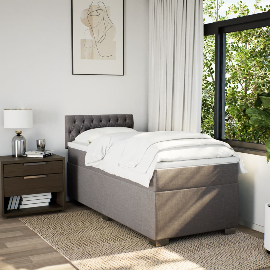 vidaXL Boxspring met matras stof taupe 80x200 cm afbeelding
