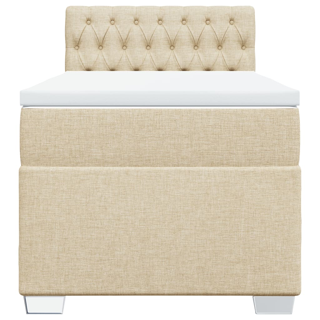 vidaXL Boxspring met matras stof crèmekleurig 80x200 cm, foto 4