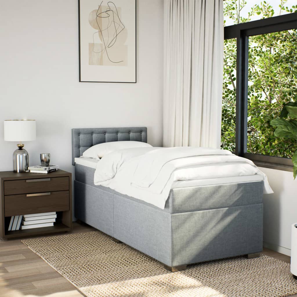 vidaXL Boxspring met matras stof lichtgrijs 80x200 cm grijs, foto 2