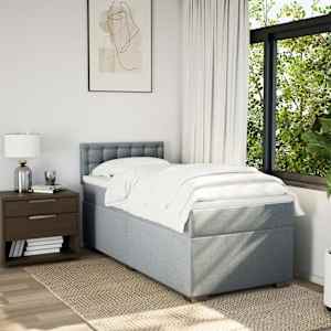 Box spring postel s matrací světle šedá 80 x 200 cm textil - obrázek 3