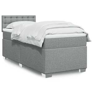 Box spring postelja z vzmetnico svetlo siva 80x200 cm blago
