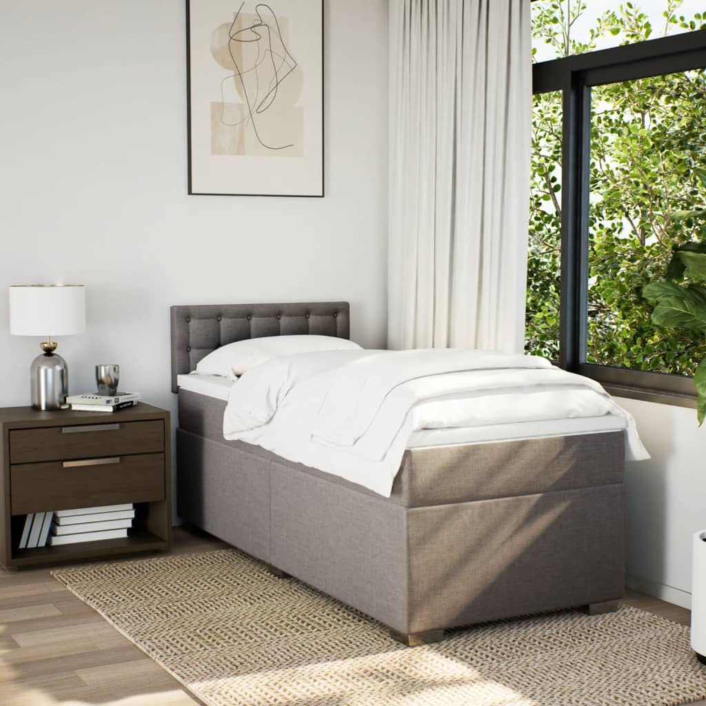 vidaXL Boxspring met matras stof taupe 80x200 cm afbeelding