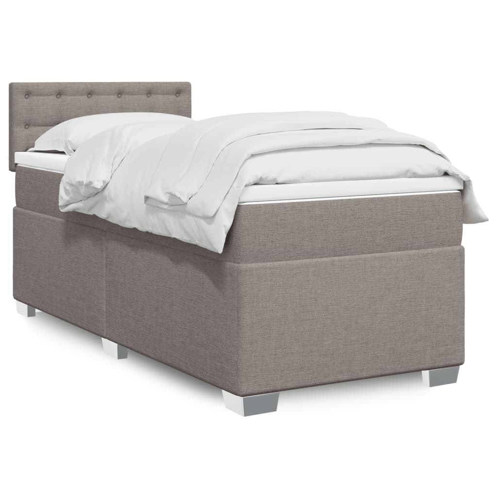 vidaXL Boxspringbett mit Matratze Taupe 80x200 cm Stoff